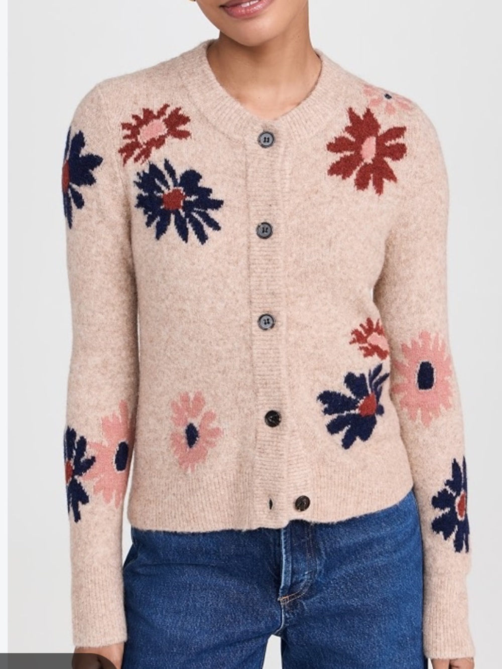 RAILS WOMENS MILLIE CARDIGAN SWEATER PINK FLORAL WOOL SMALL